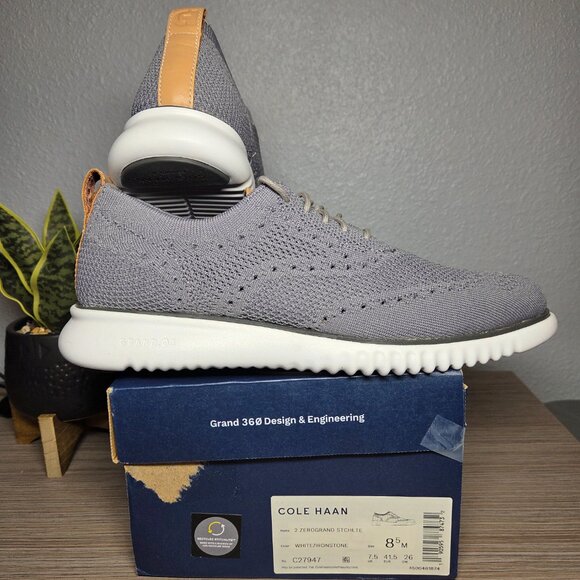 New!! Cole Haan 2.ZERØGRAND Stitchlite Sneakers 8.5M White Ironstone Lightweight - Picture 2 of 11